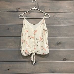 Junior’s Cream Color/Floral Tank Top